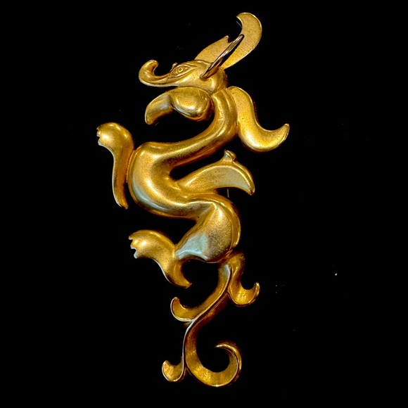 LAST PRICE REDUCTION! Vintage Stylized Dragon Brooch & Pendant Marked MMA - Picture 1 of 8